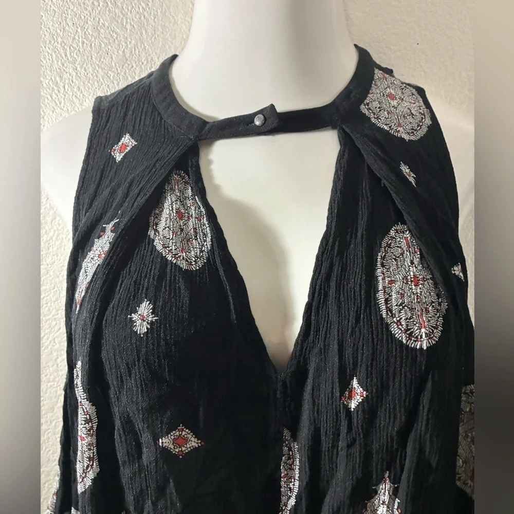Free People Black Sleeveless Tree Swing Tunic Dress